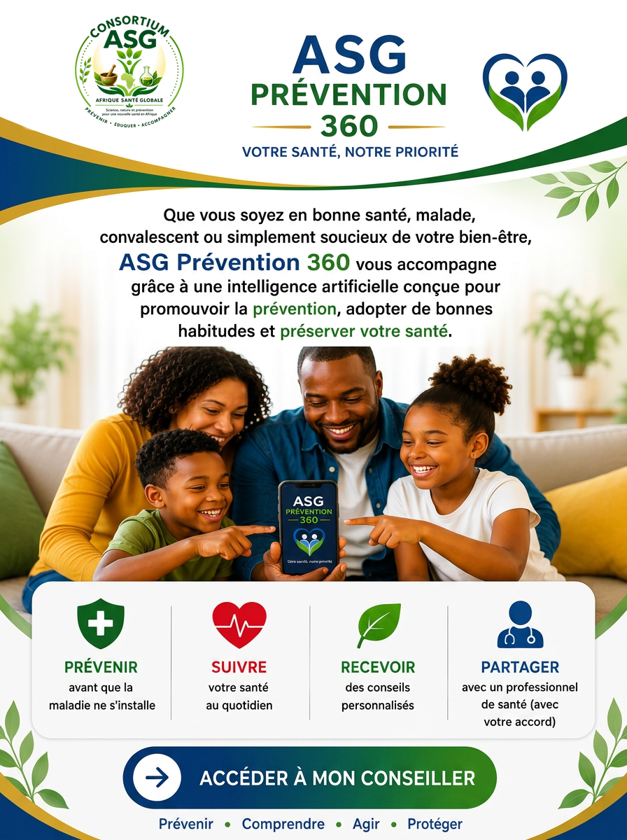 ASG Prévention 360 — Votre santé, notre priorité. Prévenir, Suivre, Recevoir, Partager.